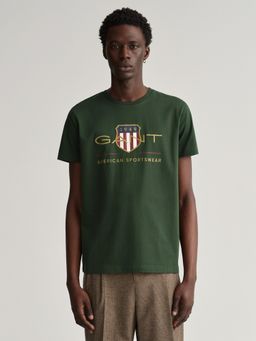 GANT - Men Green Solid Regular Fit T-Shirt