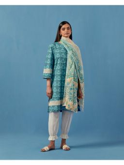 Sage Saga - Barkha Kurta with Dupatta Turquoise (Set of 3)