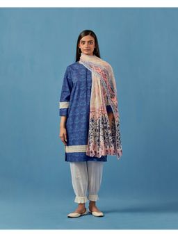 Sage Saga - Barkha Kurta with Dupatta Navy Blue (Set of 3)