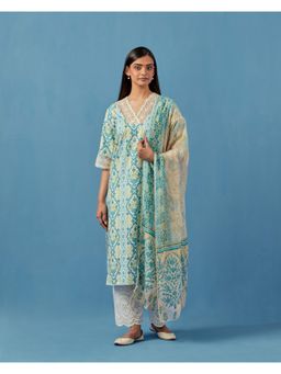 Sage Saga - Aparajita Kurta with Dupatta Sea Blue (Set of 3)