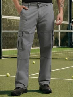 Nobero - Grey Straight Fit Cargo Pant