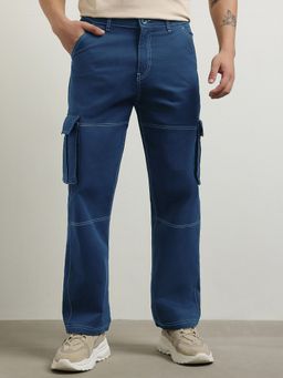 Nobero - Blue Straight Fit Cargo Pant