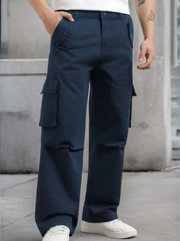 Nobero - Navy Blue Super Baggy Cargo Pant