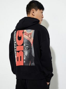 max - Black Urbn Oversized Notorious Big Printed Hoodie