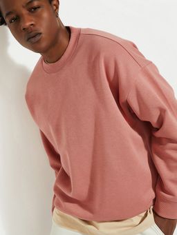max - Pink Urbn Oversized Solid Sweatshirt