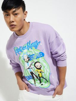 max - Purple Urbn Oversized Rick and Morty Sweatshirt