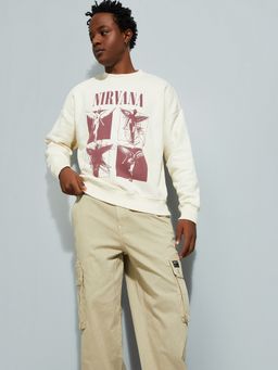 max - Cream Urbn Nirvana Oversized Printed Sweatshirt