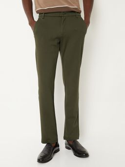 max - Green Solid Slim Fit Trousers