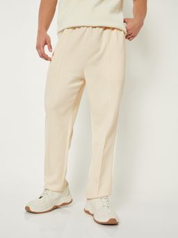 max - Beige Pintuck Athleisure Track Pant