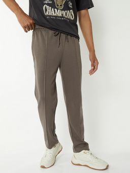 max - Brown Pintuck Athleisure Track Pant