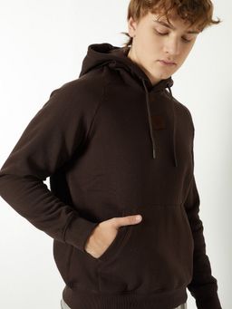 max - Brown Knit Fleece Hooded Hoodie