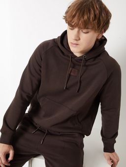 max - Maroon Knit Fleece Hooded Sweatshirt