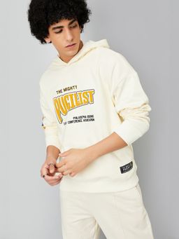 max - Off White Oversized Printed Hooded Hoodie