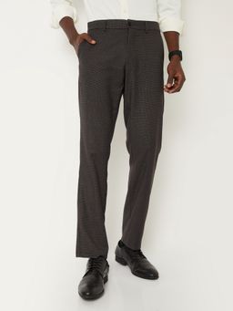 max - Grey Solid Slim Fit Trousers