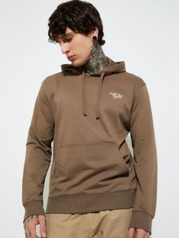 max - Brown Urbn Knit Hooded Hoodie