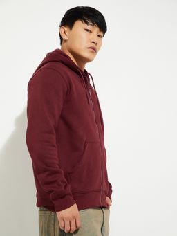 max - Maroon Urbn Solid Hooded Hoodie