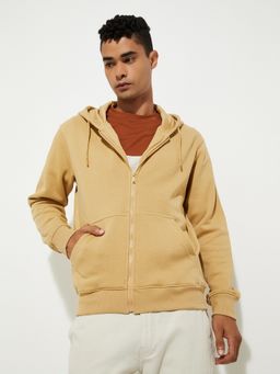 max - Beige Urbn Solid Hooded Hoodie