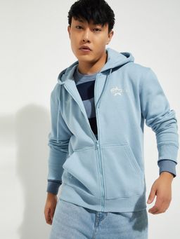 max - Blue Urbn Printed Hooded Hoodie
