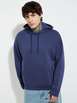 max - Navy Blue Urbn Knit Hooded Oversized Hoodie