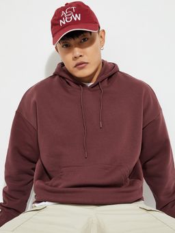max - Red Urbn Knit Hooded Oversized Hoodie