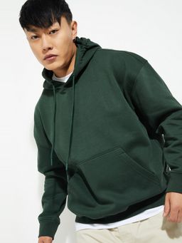 max - Green Urbn Solid Oversized Hooded Hoodie