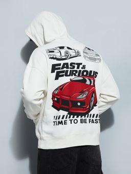max - Off White Urbn Fast and Furious Back Print Oversized Hoodie