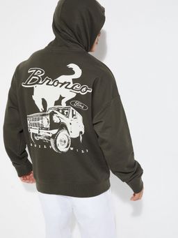 max - Olive Urbn Ford Printed Oversized Hoodie