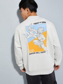 max - Off White Urbn Dragon Ball-Z Print Oversized Sweatshirt