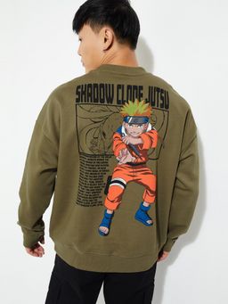 max - Green Urbn Naruto Oversized Naruto Back Print Sweatshirt