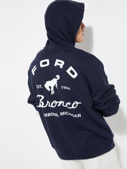 max - Navy Blue Urbn Ford Back Print Oversized Hoodie