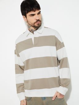 max - Off White Urbn Striped Oversized Sweatshirt