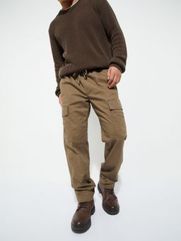 max - Brown Urbn Relaxed Fit Solid Cargos