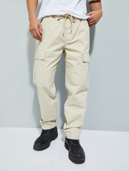 max - Off White Urbn Relaxed Fit Solid Cargos