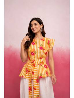 DEASHA INDIA - Dariah Yellow Stripe Cotton Top