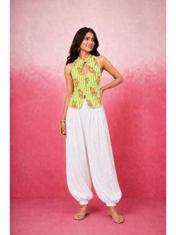 DEASHA INDIA - Hiva Green Stripe Balloon Pant with Top