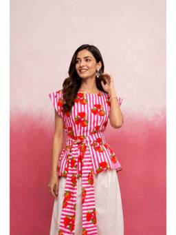 DEASHA INDIA - Viona Pink Stripe Cotton Top