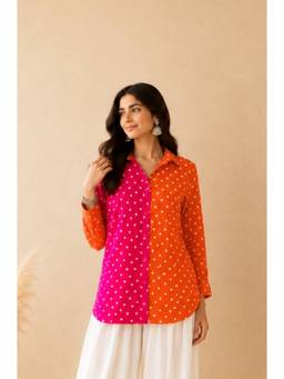 DEASHA INDIA - Multi-Colour Arlina Blocked Bandhej Shirt