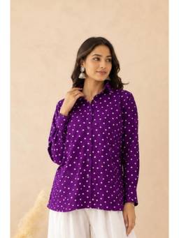 DEASHA INDIA - Parul Purple Bandhej Shirt