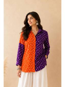DEASHA INDIA - Multi-Colour Suveera Blocked Bandhej Shirt