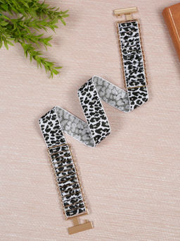 Teakwood - Women Animal Print White Waist Belt