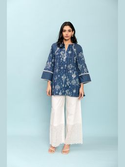 LABEL NAARITI - Women Blue Cotton Abstract Tunic