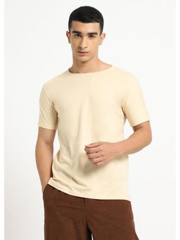 Banana Club - Cream Plain Crew Neck T-Shirt