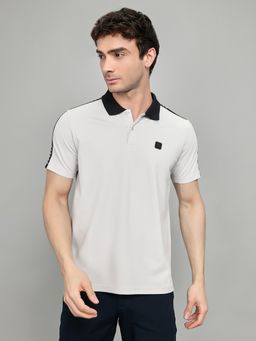 Rock.it - Regular Fit Half Sleeve Grey Solid Polo T-Shirt