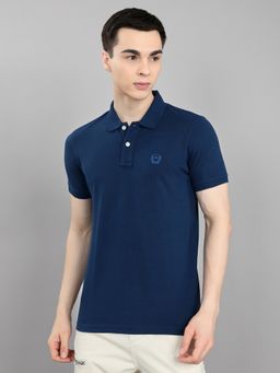 Monte Carlo - Blue Regular Fit Half Sleeve Solid Neck Polo T-Shirt