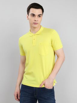 Monte Carlo - Regular Fit Plain Half Sleeve Yellow Polo T-Shirt