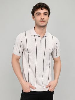 Monte Carlo - Smart Fit Neck Intarsia Half Sleeve Grey Polo T-Shirt