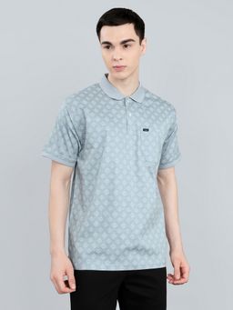 Monte Carlo - Regular Printed Half Sleeve Blue Polo T-Shirt