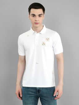 Monte Carlo - White Smart Fit Half Sleeve Solid Neck Polo T-Shirt