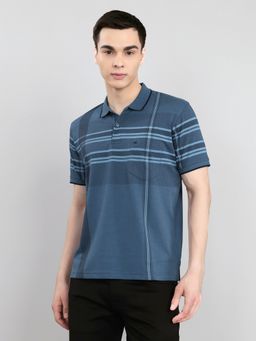 Monte Carlo - Teal Regular Fit Half Sleeve Printed Collar Polo T-Shirt