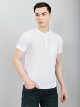 Monte Carlo - White Regular Fit Half Sleeve Solid T-Shirt